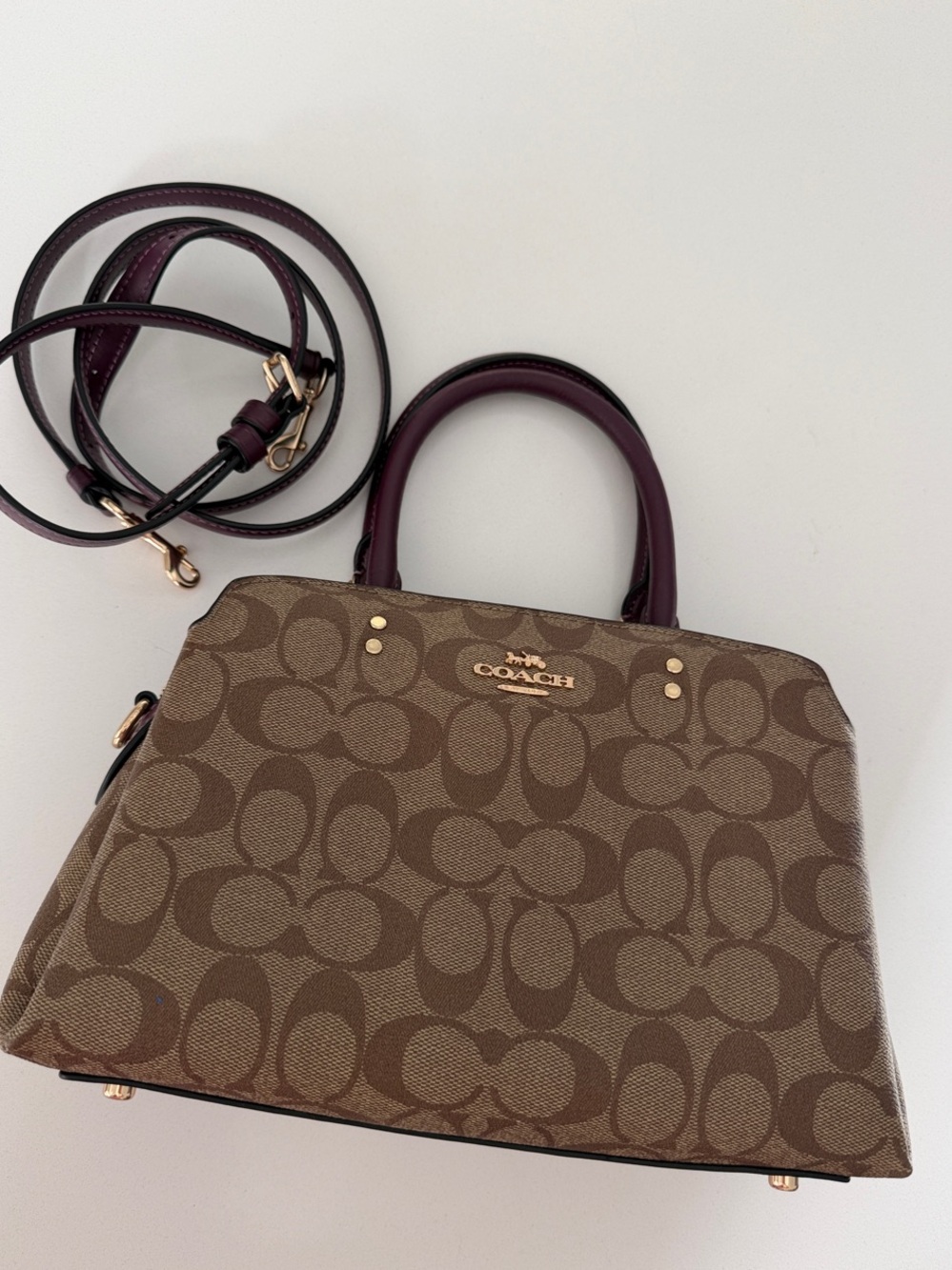 Coach mini Lillie colorblock purple never used